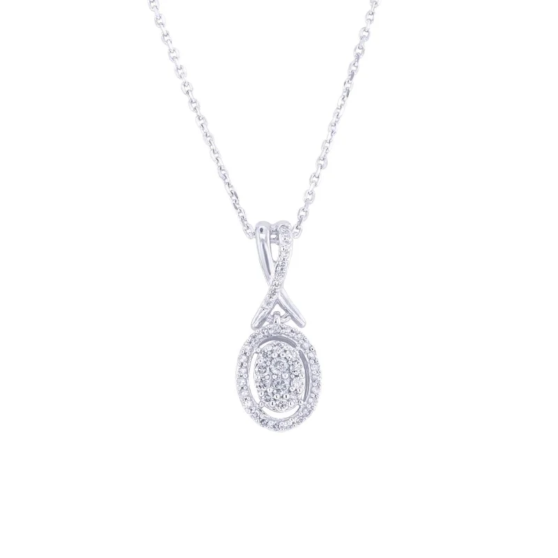 crescent moon necklace for women -Silver Bari Diamond Necklace