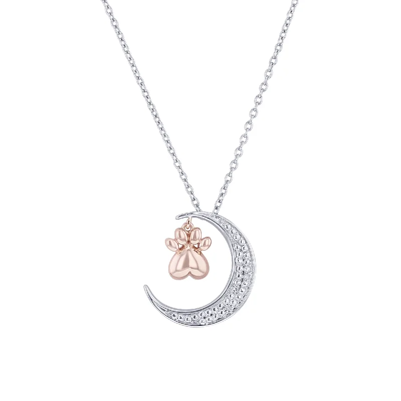 simple gold pendant necklace -Silver Lunar Embrace Paw Diamond Necklace