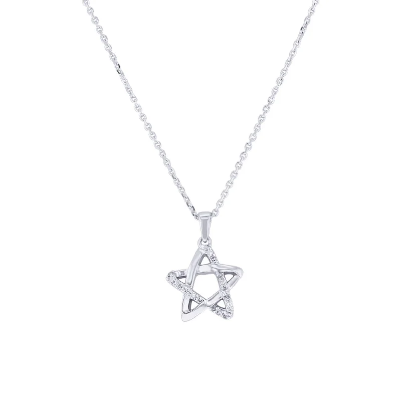 trendy necklace for teens -Silver Starlight Diamond Necklace