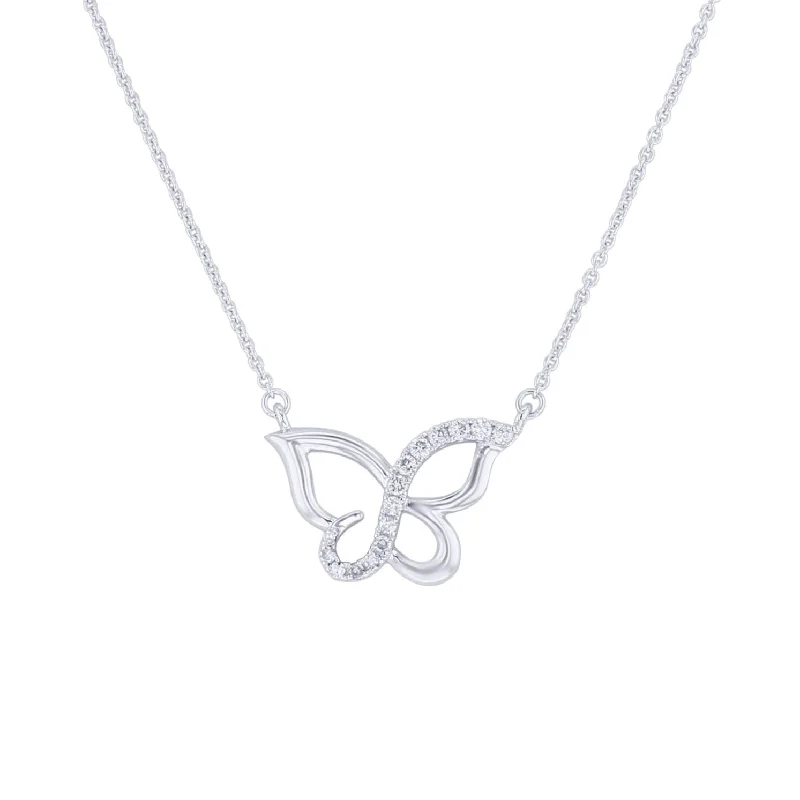 gold chain necklace for men -Silver Whimsical Butterfly Diamond Necklace