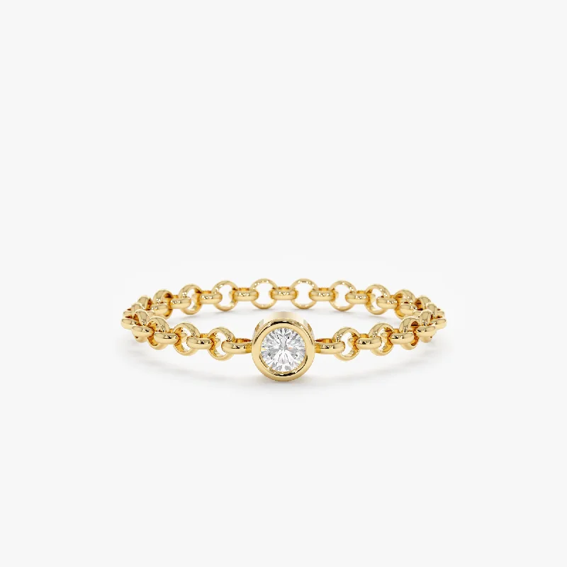 geometric ring for women -Single Diamond Chain Ring, Adriana