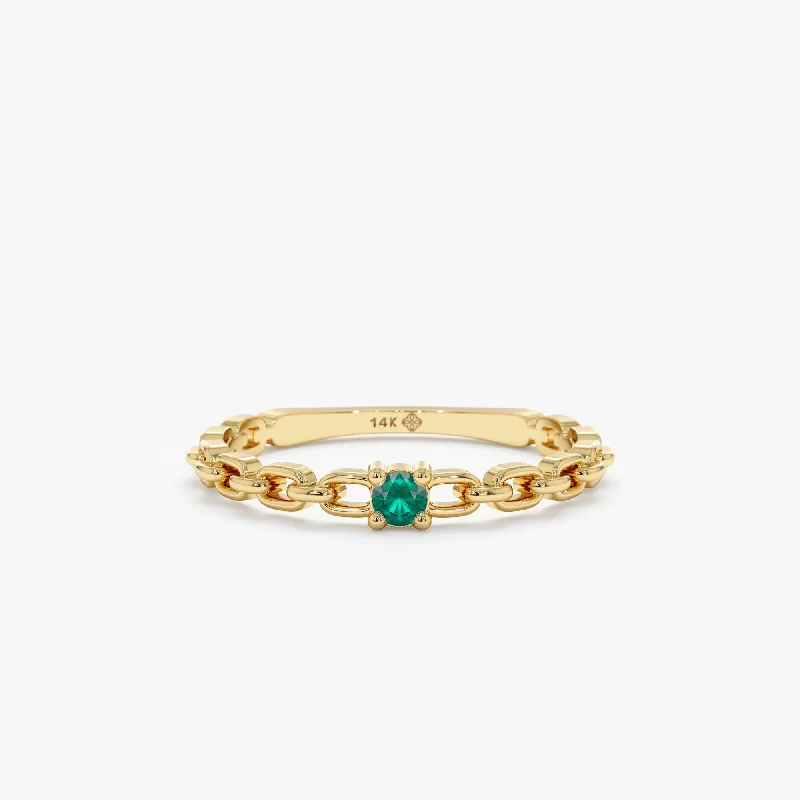 simple gold midi ring -Single Emerald Chain Ring, Brynn