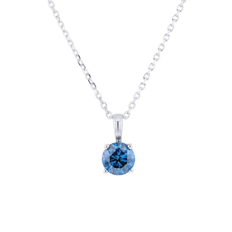 angel number necklace for women -Sky Blue Diamond Solitaire Necklace 1/2ct