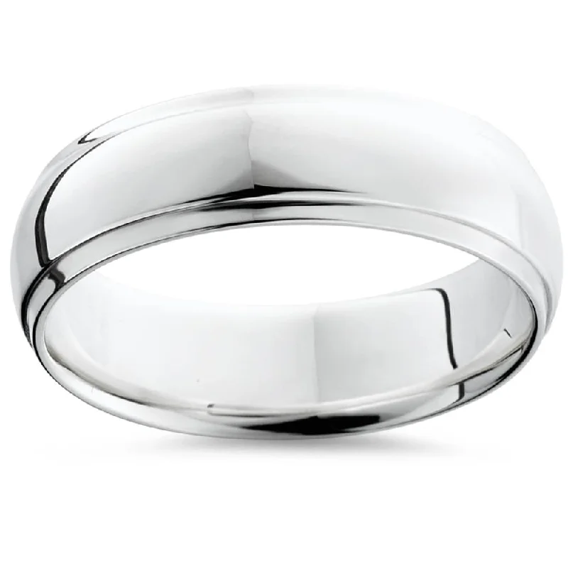 personalized kids name ring -Step Cut Polished Wedding Band 950 Platinum Size Selectable