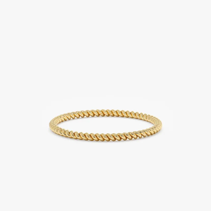 custom handwriting ring for gifts -Thin 14k Gold Braided Ring, Nalani