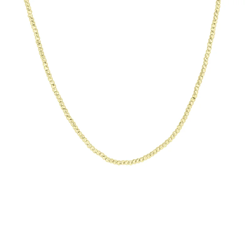 gold initial necklace for layering -Times Square Diamond Cut Gold Beaded Chain Necklace