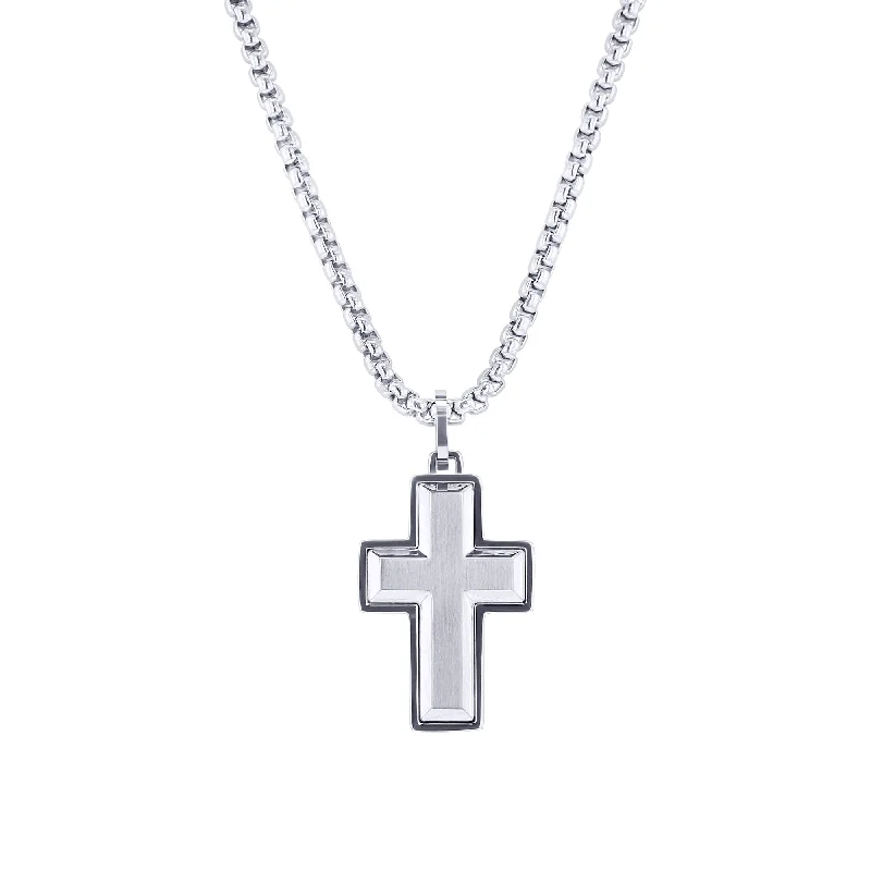 moonstone necklace for women -Titan Stainless Steel Cross Necklace