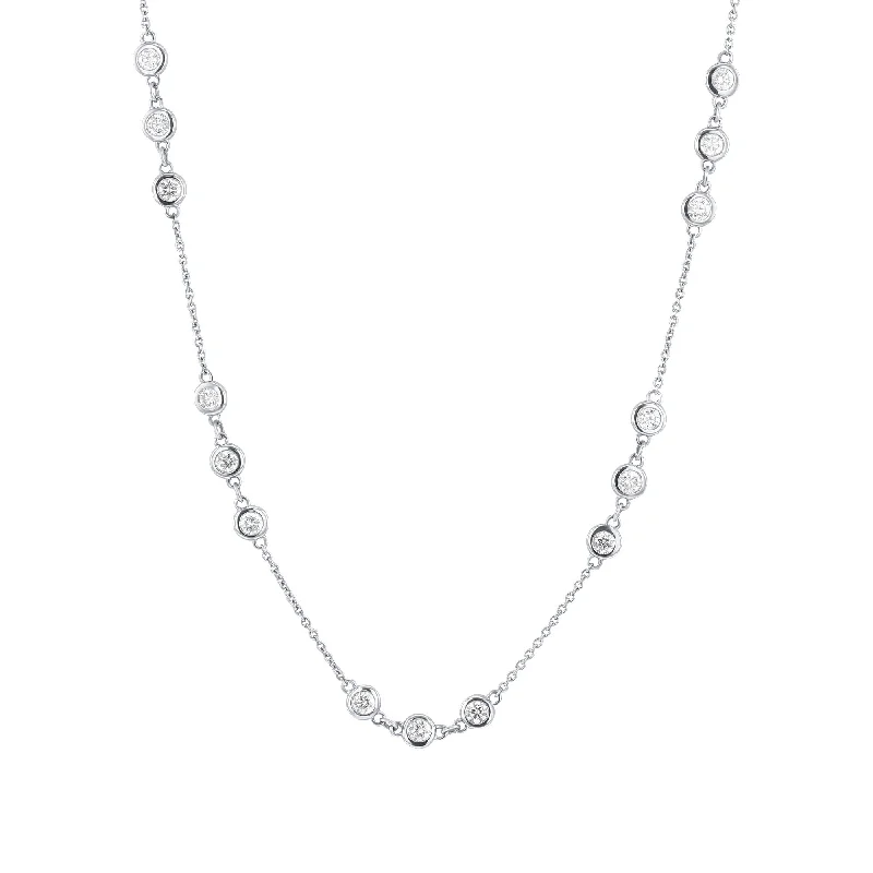 multi-strand necklace for women -Triple Bezel Station Diamond Necklace