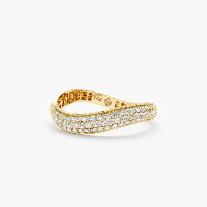 celestial ring for women -Wavy Pave Diamond Ring, Brandy