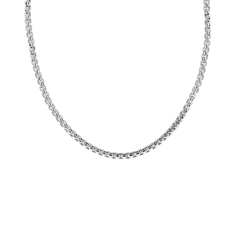 trendy necklace for teens -Wesley Silver Round Box Chain