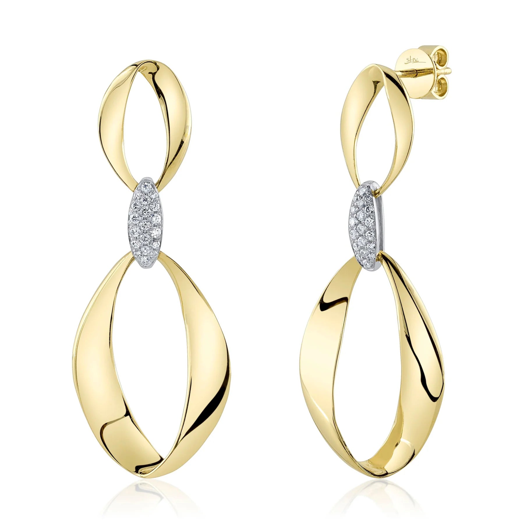 Luxe diamond drop earrings for luxury look -Diamond Mobius Earring