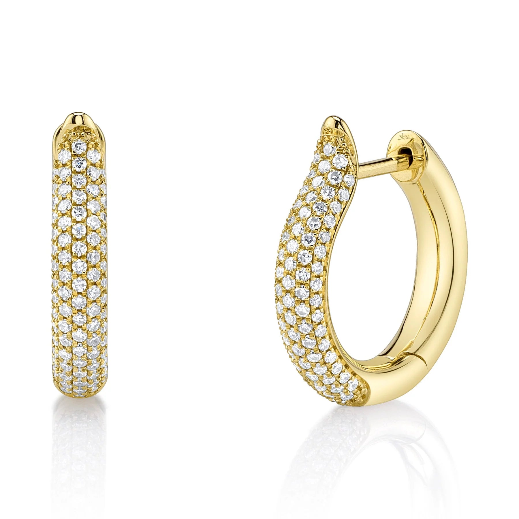 Bold round earrings for modern women -Diamond Hoop Earring