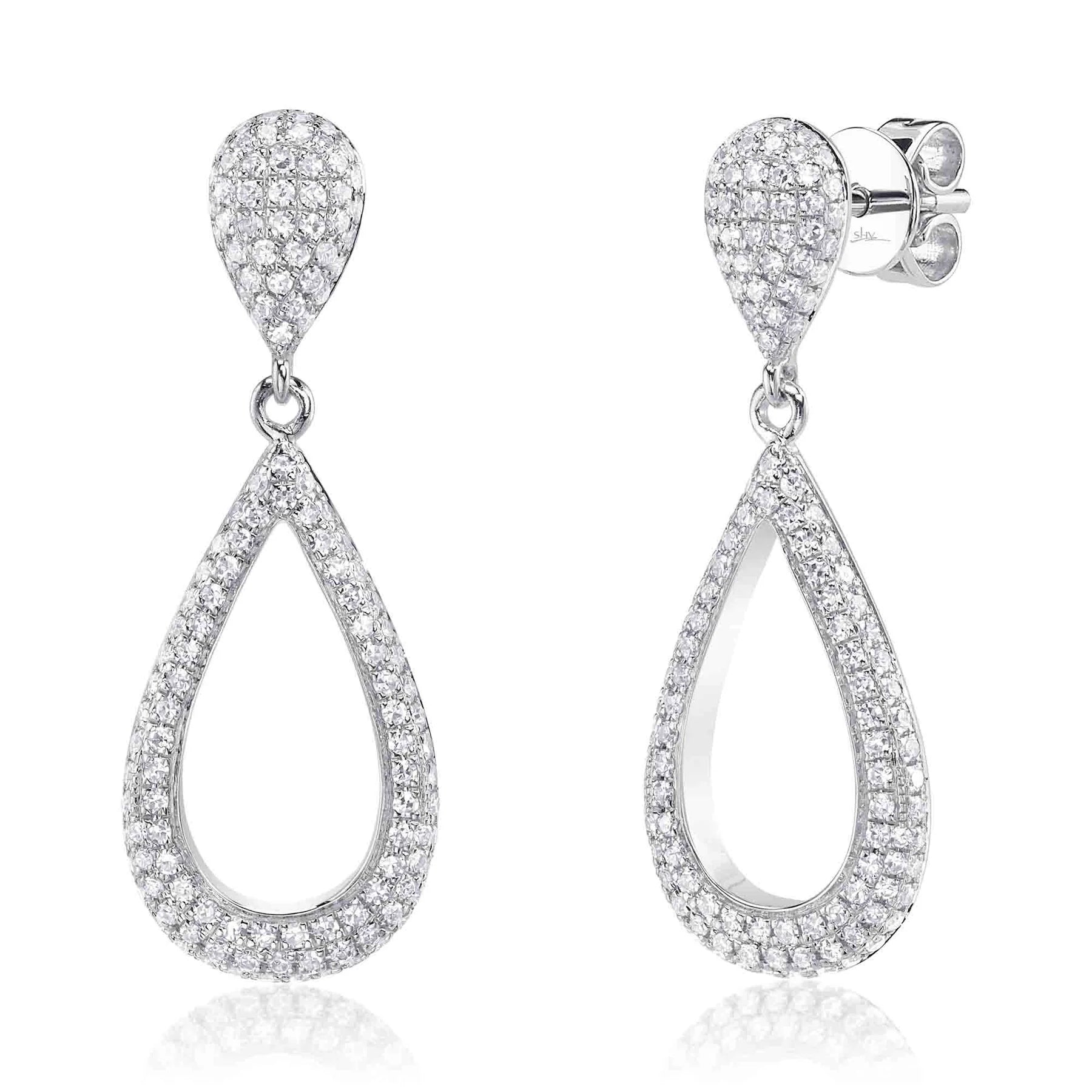 Double hoop earrings for trendy appeal -Pave Diamond Drop Earrings