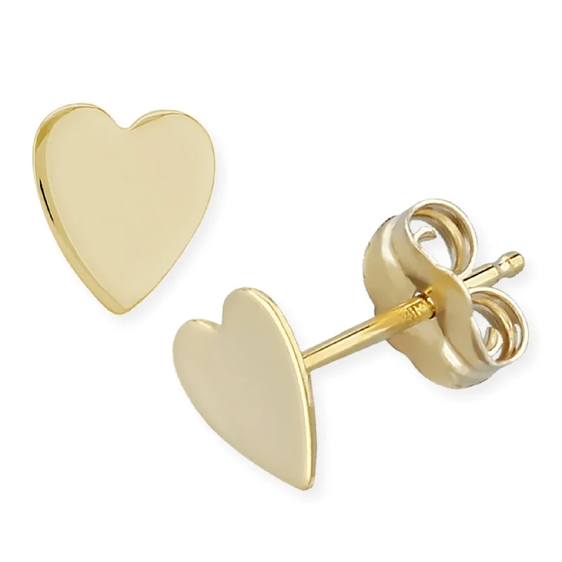 Simple drop earrings for everyday elegance -14KG Med Plain Heart Earrings