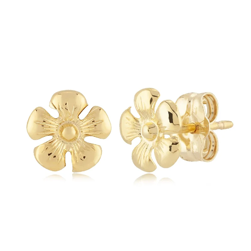 Classic hoop earrings for timeless style -14K Yellow Gold Sm. Daisy Flower Earrings