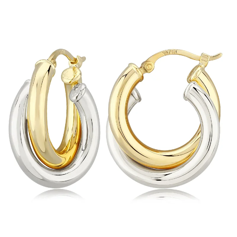 Resin earrings for lightweight wear -14K Yellow Gold Tt Dbl 3X18mm Tube Hoop Earrings