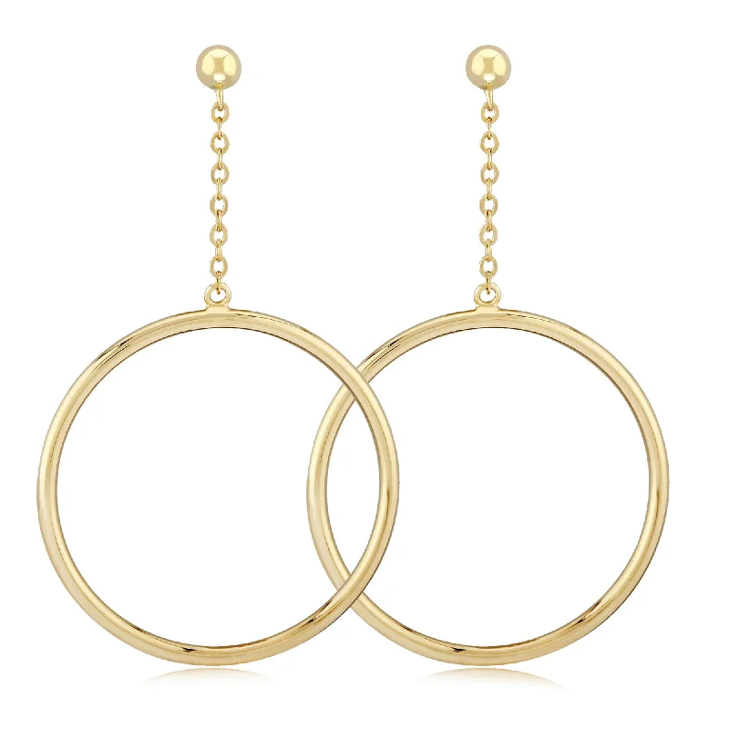 Multi-layered earrings for trendy outfits -14KG 25mm Tube Hoop Drop W/4mm Ball Earrings