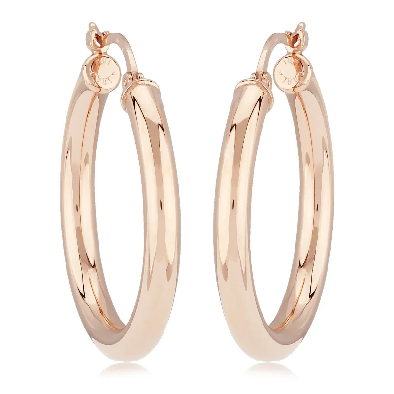 Handmade gold earrings for unique style -14K Rose Gold 3X25mm S/D Hoop Earrings