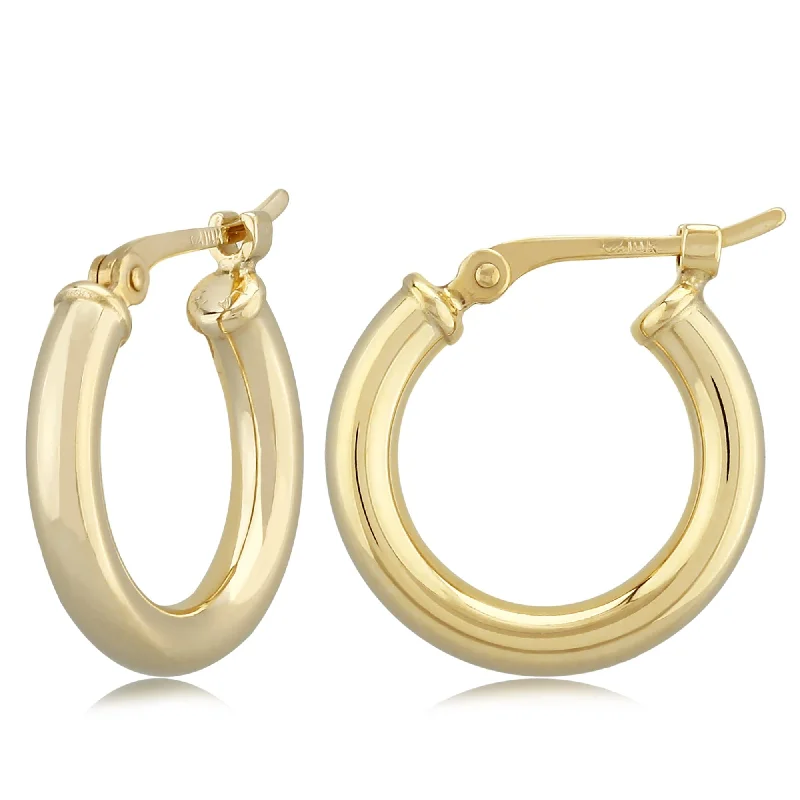 Ethnic earrings for cultural style -14K Yellow Gold 2.5X15mm S/D Hoop Earrings