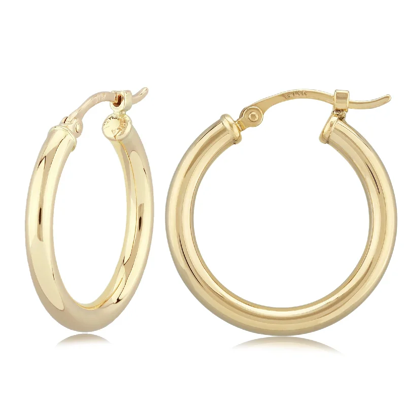 Luxury gold earrings for special occasions -14K Yellow Gold 2.5X20mm S/D Hoop Earrings