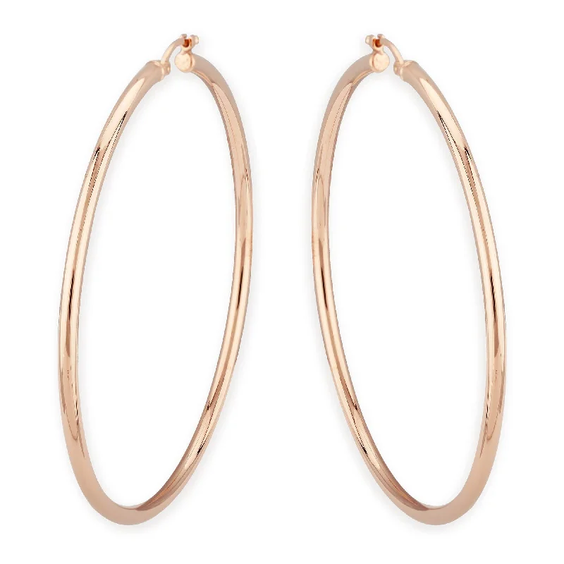 Unique statement earrings for women -14K Rose Gold 2.5X40mm S/D Tube Earrings