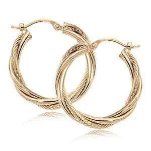 Minimalist hoop earrings for subtle elegance -14K Yellow Gold 3-1.5X20mm Twist Tubes Earrings