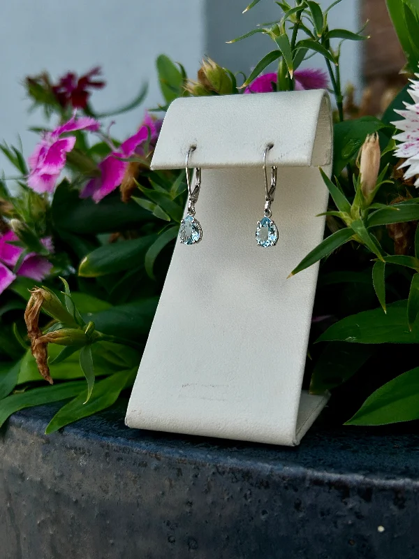 Geometric earrings for modern fashion -Aquamarine Pear Earrings