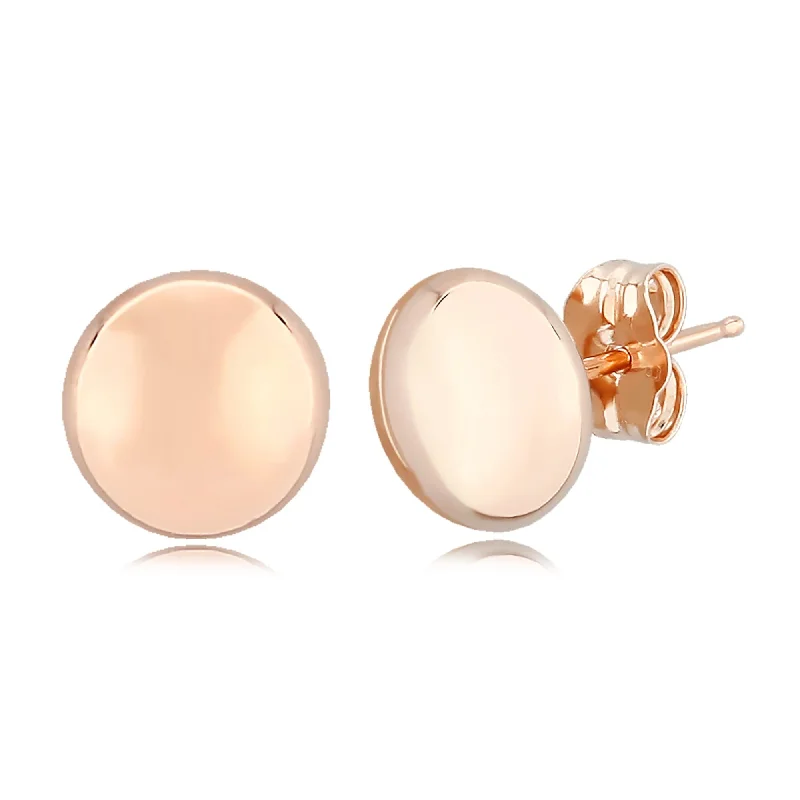 Crystal drop earrings for glamorous look -14K Rose Gold 8mm Flat Ball Stud Earrings