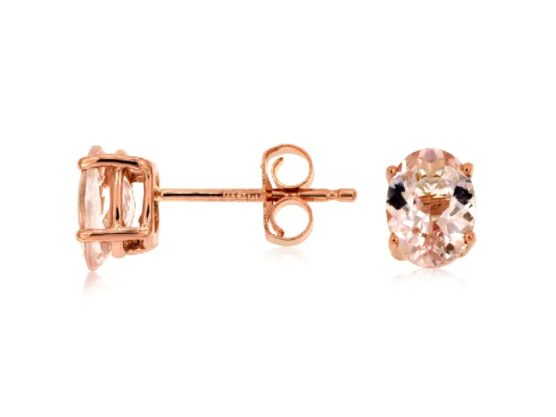 Sparkling stud earrings for brides -14K Rose Gold Morganite Stud Earrings