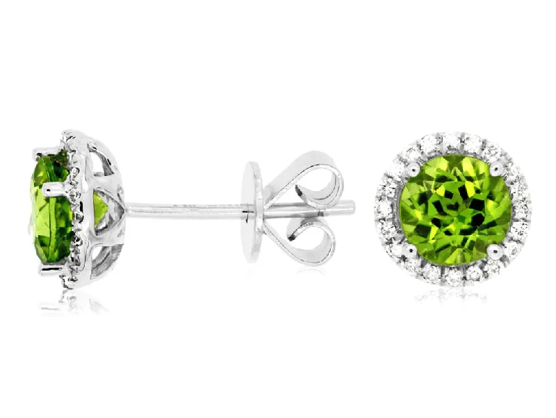 Classic pearl drop earrings -14K White Gold Peridot and Diamond Stud Earrings