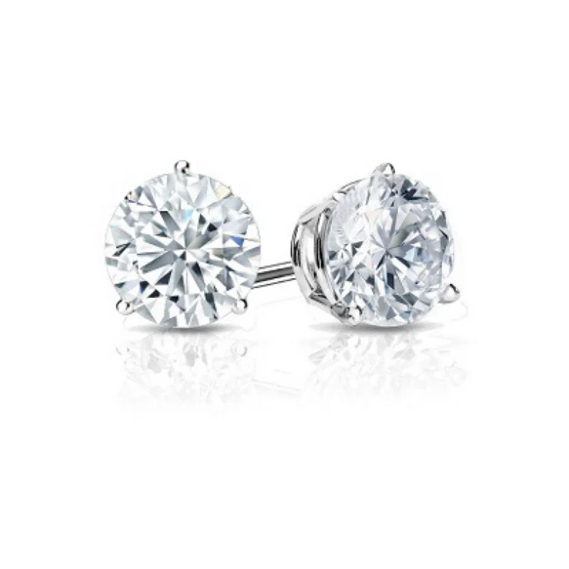 Art deco earrings for vintage lovers -14K White Gold Solitaire Martini Set Diamond Earrings