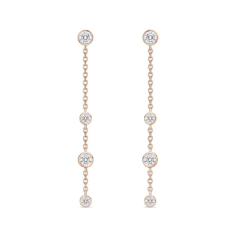 Colored stud earrings for colorful accents -18K Rose Gold 1/2Ct Diamond Drop Earrings