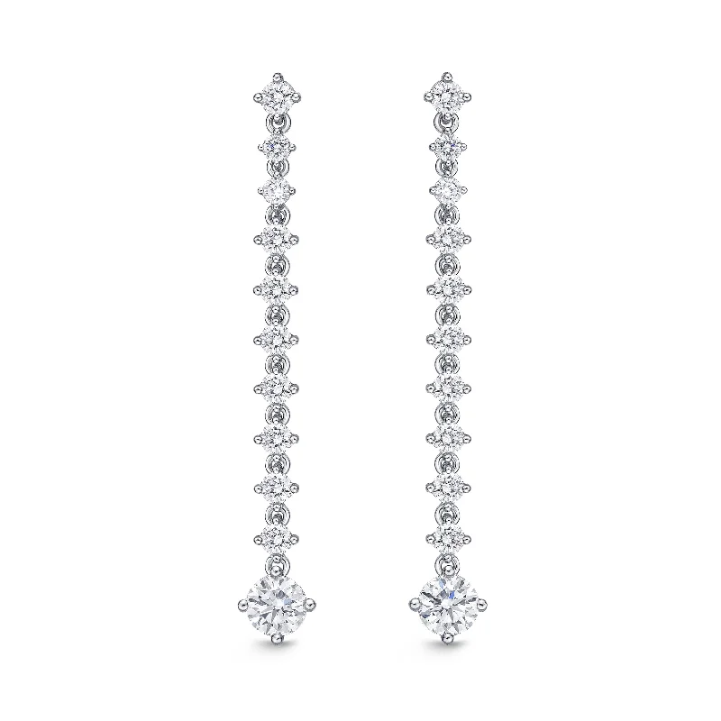 Fashionable ear cuffs for unique touch -18K White Gold 1Ct Diamond Drop Earrings