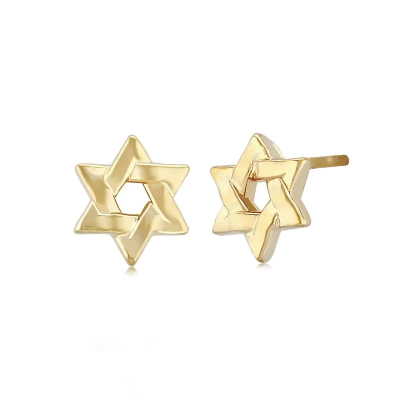 Long chandelier earrings for weddings -14KG Sm.all Star Of David W/Post Earrings