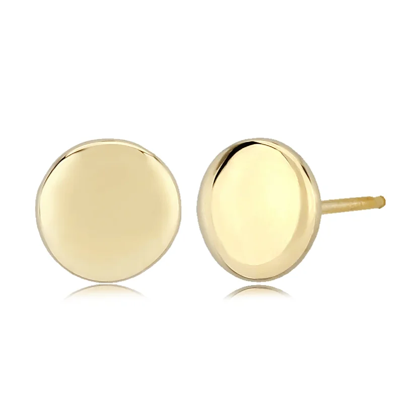 Minimalist silver earrings for casual wear -14KG 8mm Flat Round Stud Earrings