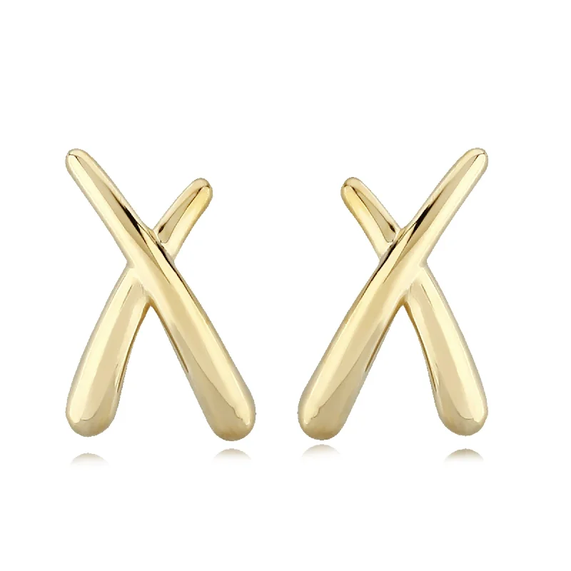 Gold hoop earrings for everyday wear -14K Yellow Gold Ex-Sm. "X" Earrings