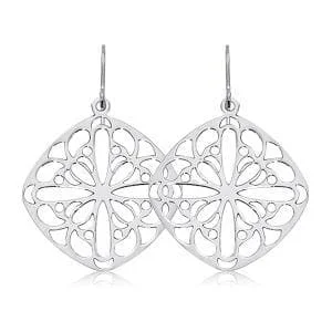 Fashionable ear cuffs for unique touch -Sterling Silver Cushion Lace Earrings