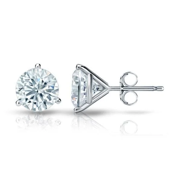 Oversized earrings for bold fashion statements -Auriya 14k Gold Certified 1.50 carat TDW 3-Prong Martini Round Diamond Stud Earrings