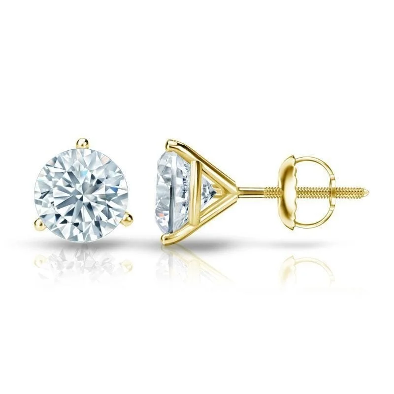 Bold statement earrings for confidence -Auriya 14k Gold GIA Certified 1.20 carat TDW 3-Prong Martini Round Diamond Stud Earrings