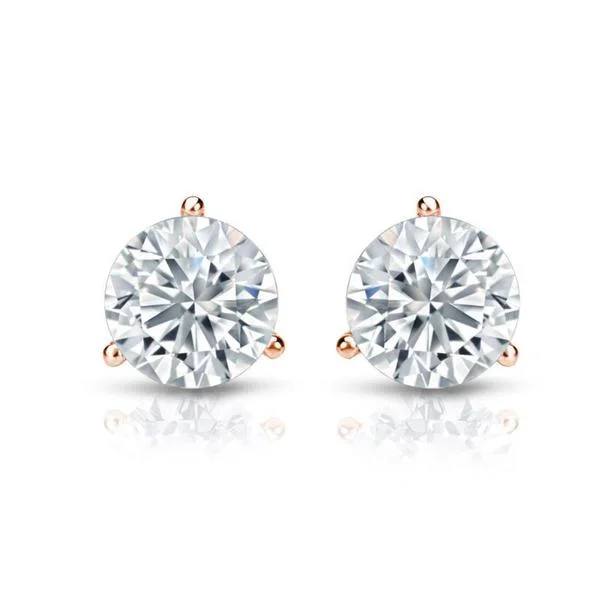 Minimalist silver earrings for casual wear -Auriya 14k Gold GIA Certified 1.50 carat TDW 3-Prong Martini Round Diamond Stud Earrings