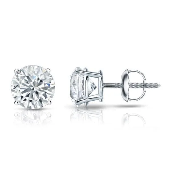 Crystal drop earrings for glamorous look -Auriya 14k Gold GIA Certified 4.20 carat TDW Round Diamond Stud Earrings