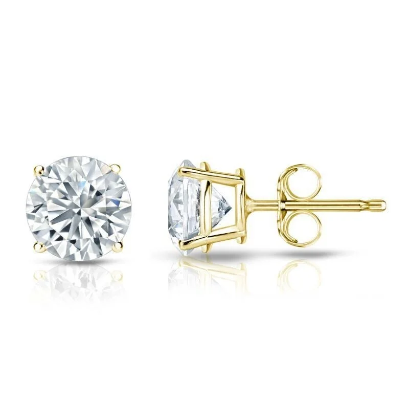 Geometric earrings for modern fashion -Auriya 18k Gold Certified 4 carat TW Round Diamond Stud Earrings