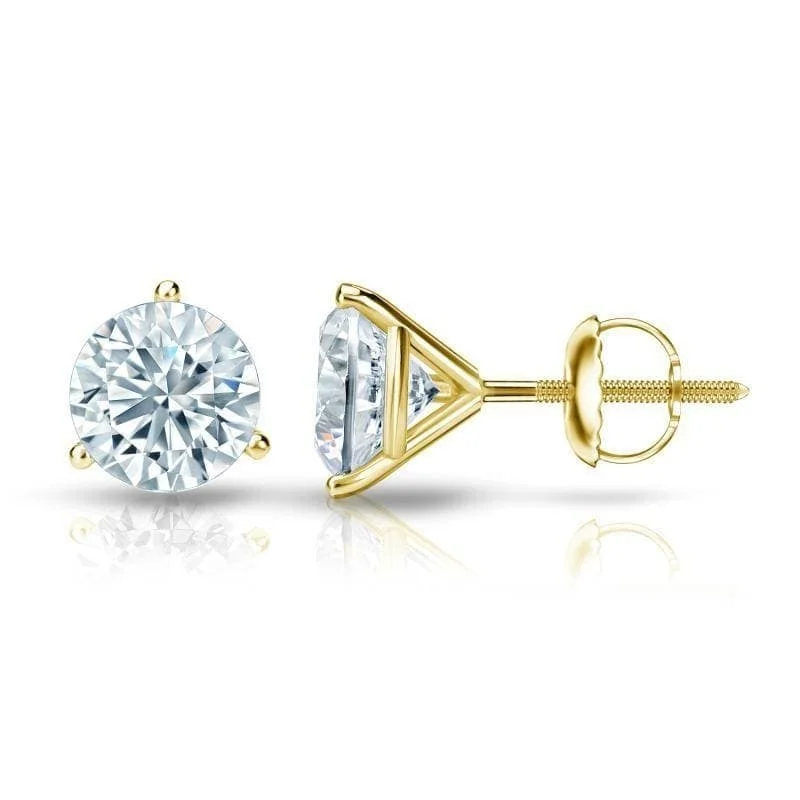 Ethnic earrings for cultural style -Auriya 18k Gold GIA Certified 4.00 carat TDW 3-Prong Martini Round Diamond Stud Earrings