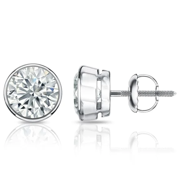 Classic hoop earrings for timeless style -Auriya 1ctw Round Diamond Stud Earrings Bezel-set Platinum - Certified