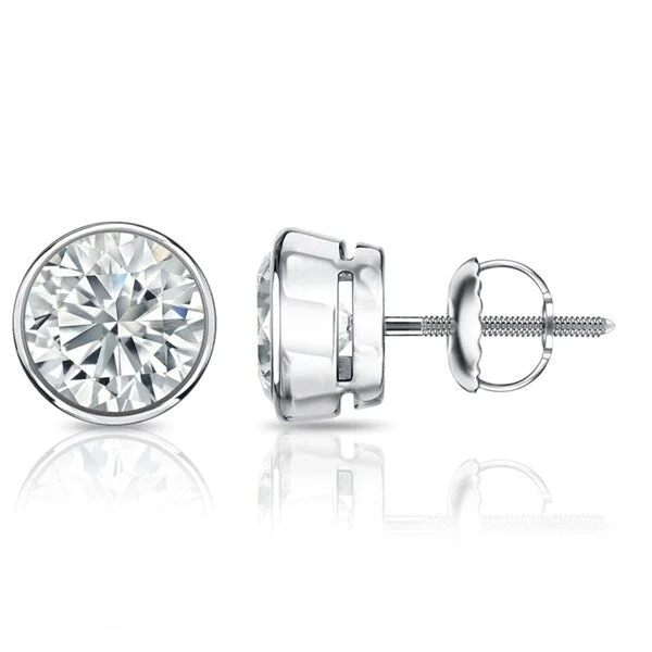 Double hoop earrings for trendy appeal -Auriya 6ctw Round Diamond Stud Earrings Bezel-set Platinum - GIA Certified