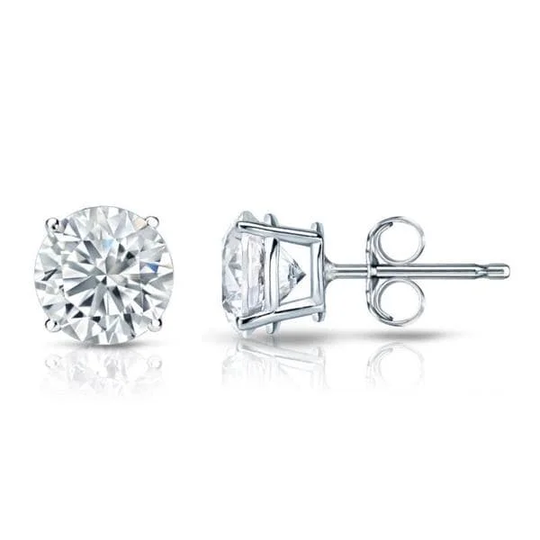 Boho style earrings for free spirits -Auriya Platinum GIA Certified 2.70 carat TDW Round Diamond Stud Earrings