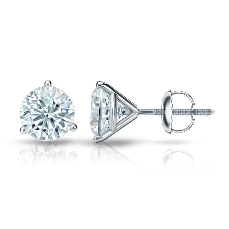 Custom designed earrings for personal touch -Auriya Platinum GIA Certified 4.70 ct. TDW 3-Prong Martini Round Diamond Stud Earrings