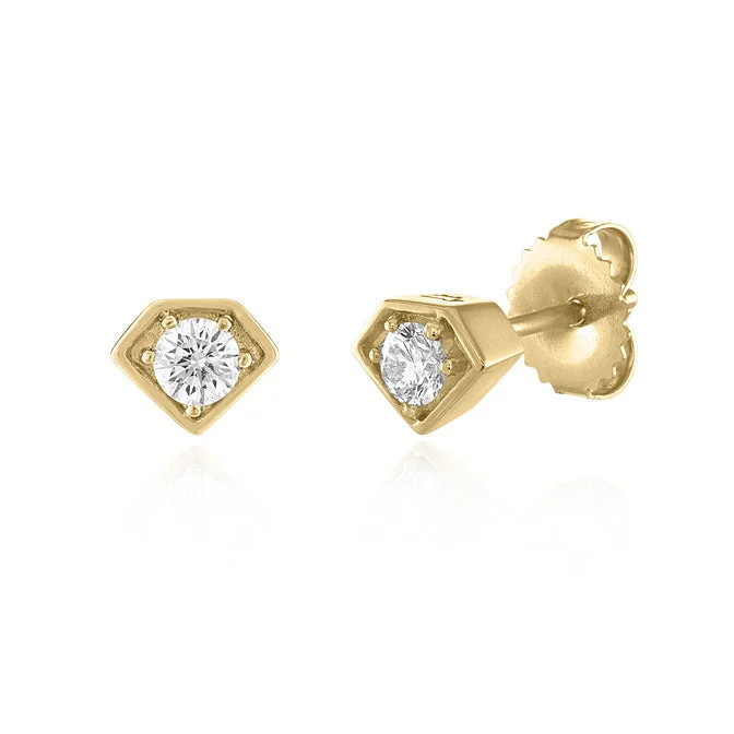 Artistic earrings for unique fashion -18K Yellow Gold Mighty Mini Stud Earrings