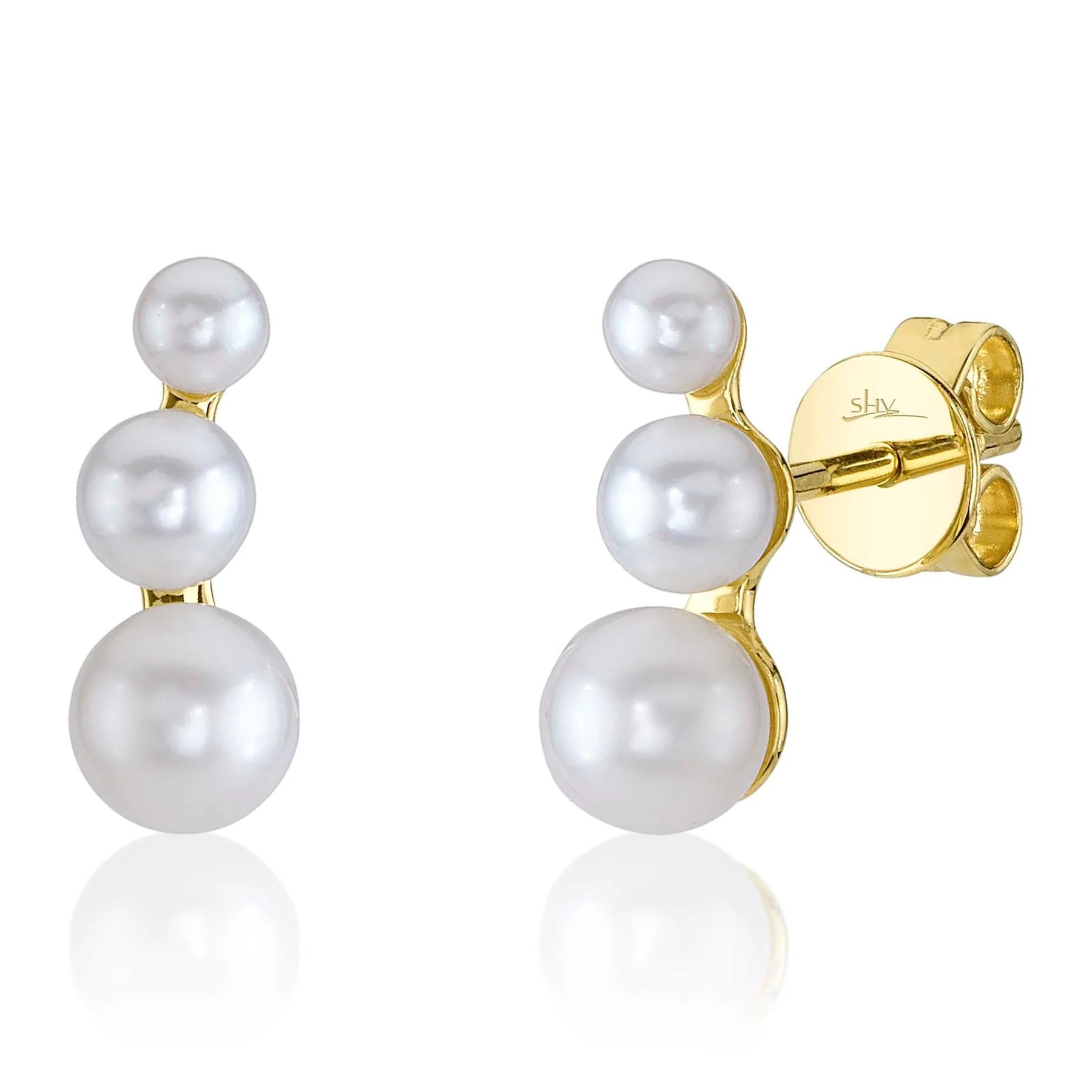 Pearl earrings for bridal accessories -Cultured Pearl Stud Earrings