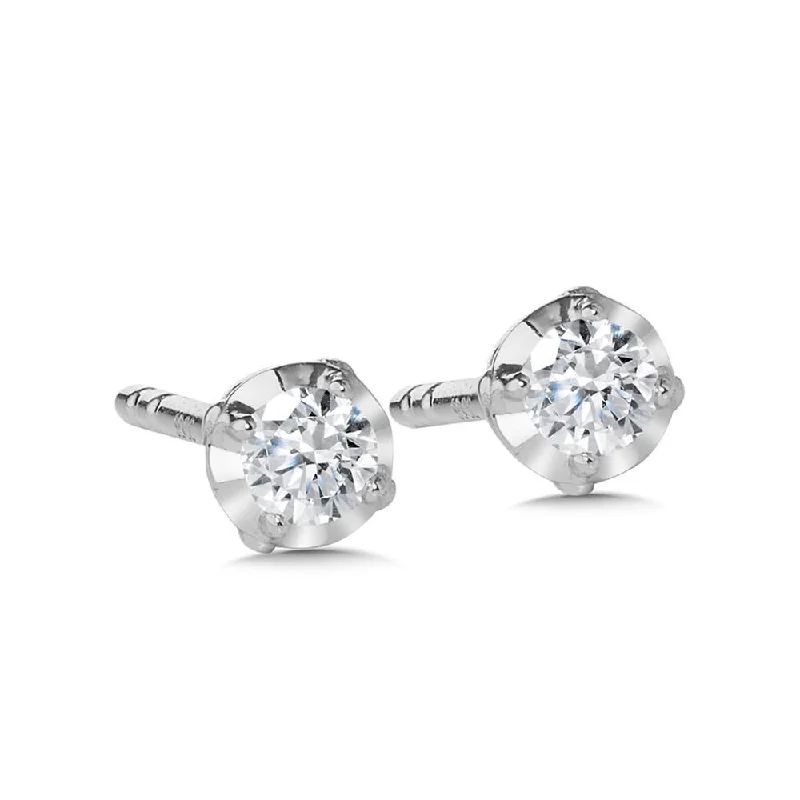 Small gold earrings for subtle elegance -DIAMOND SOLITAIRE STUDS 1/10 CTW